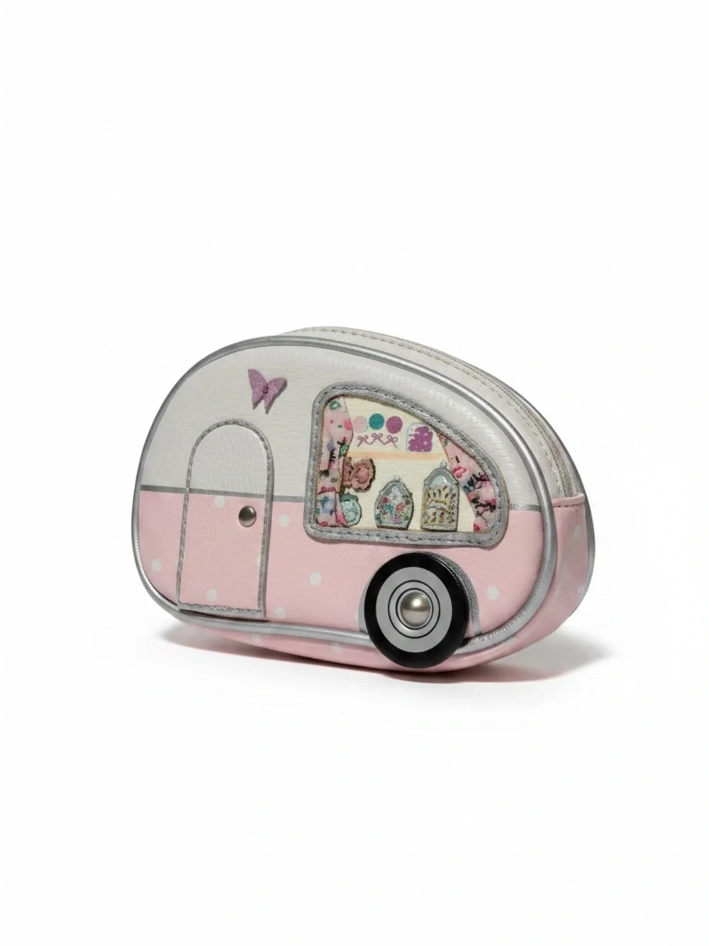 Vendula London Pink and Silver Caravan Camper Coin Purse